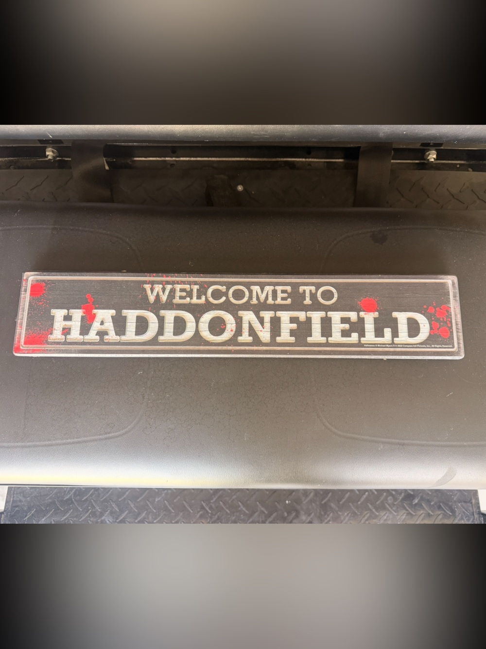 Welcome To Haddonfield Wood Sign Halloween Michael Myers- OS, Black Red
